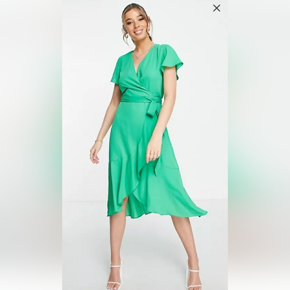 Green Faux Wrap Dress NWT
